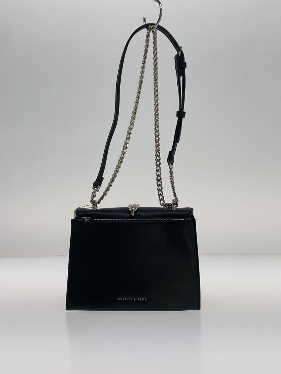 CHARLES&KEITH Metallic Accent Turnlock Crossbody Bag Faux Leather BLK 80781601-1 3