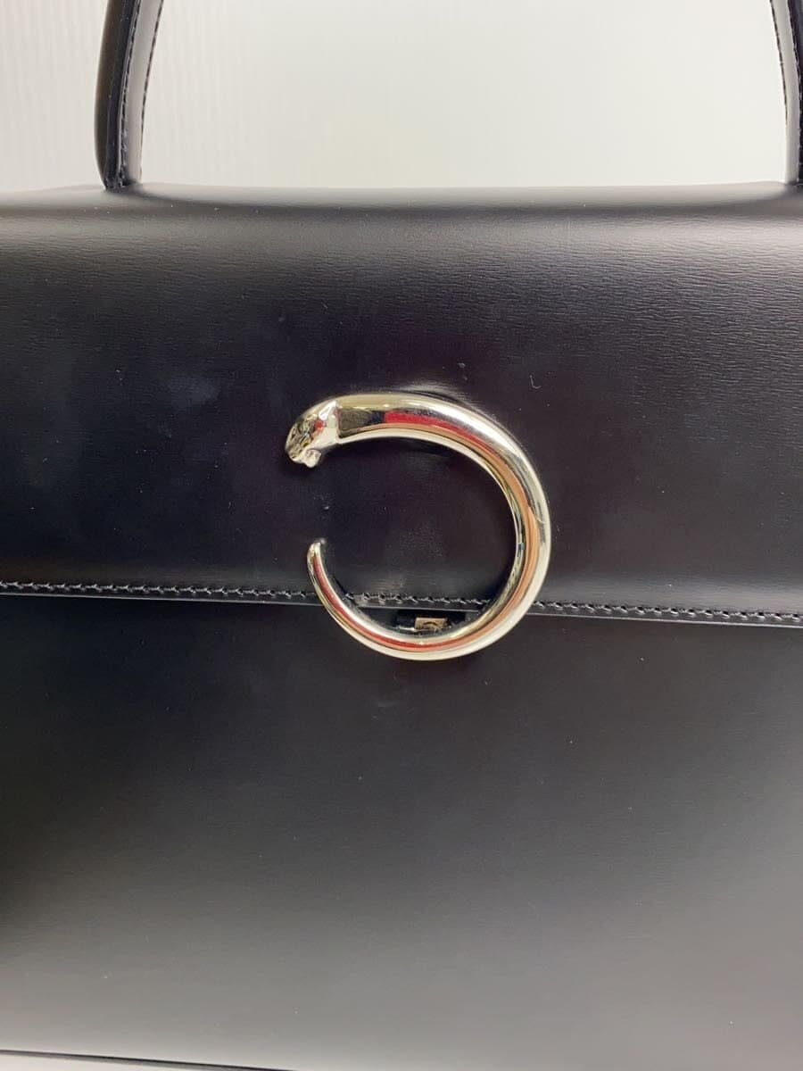 Cartier handbag leather black plain 5