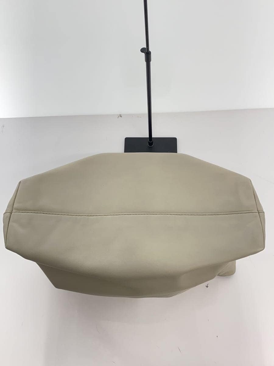 PRADA Tote Bag Leather BEG Solid Shoulder Missing Part 4