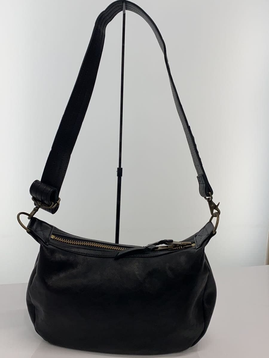 CUSHMAN Shoulder Bag Leather BLK Studs Lines Tone 2