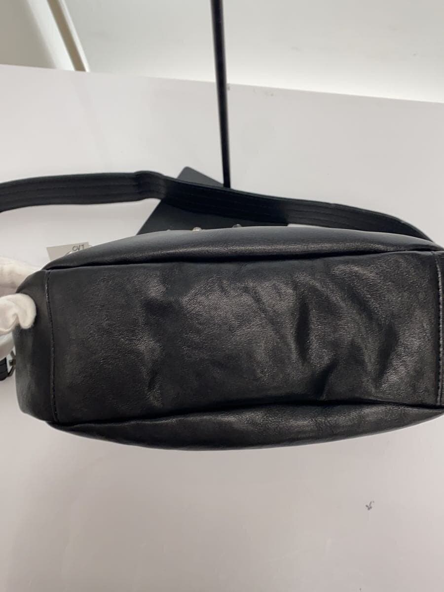 CUSHMAN Shoulder Bag Leather BLK Studs Lines Tone 3