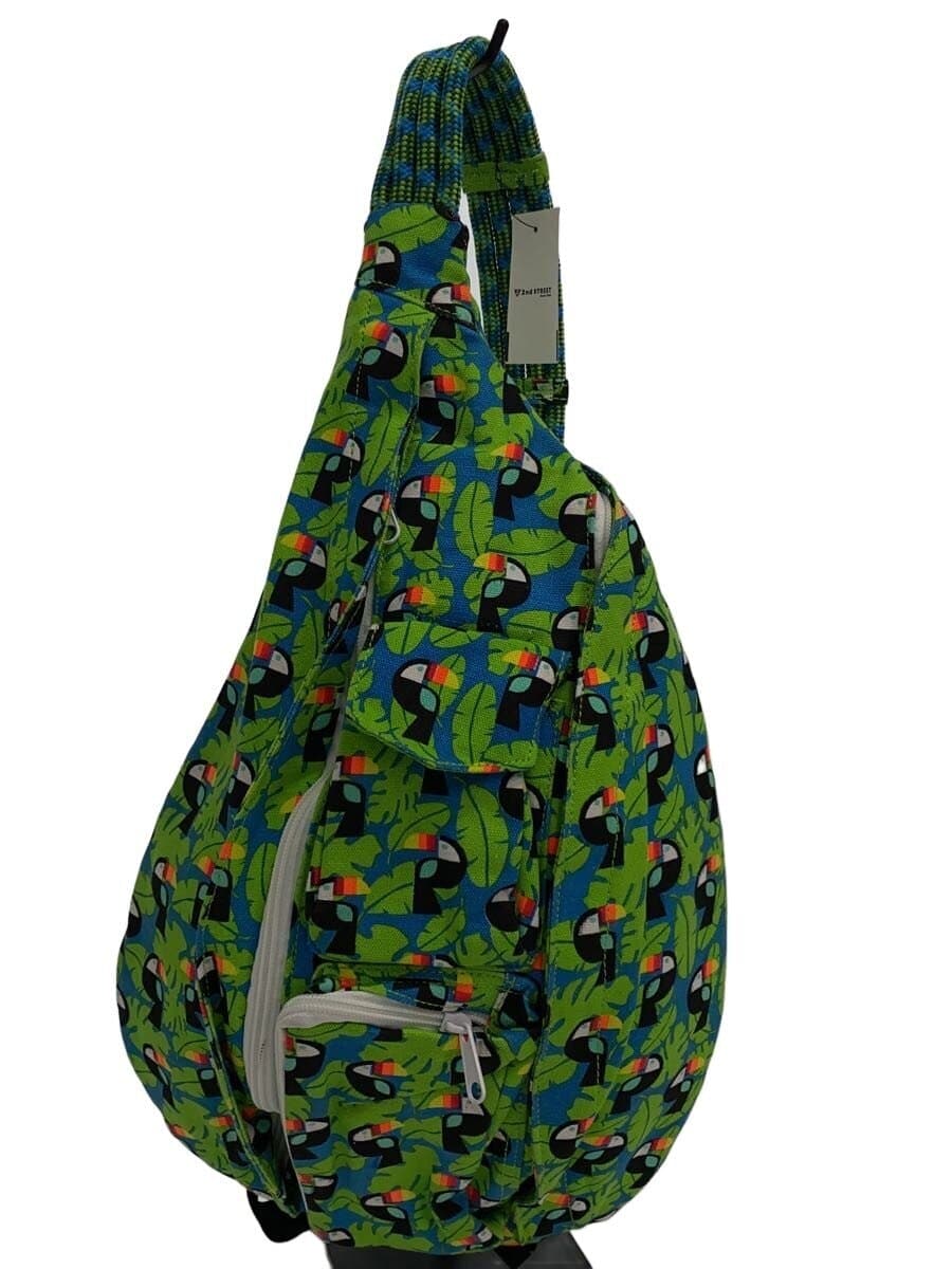 KAVU Rope Bag Blue Toucan One Shoulder Bag Nylon GRN All Over Pattern