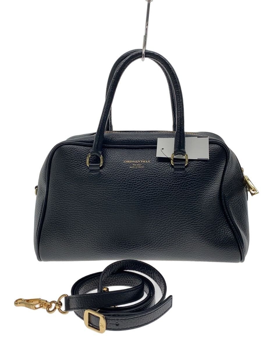 CHRISTIAN VILLA shoulder bag leather BLK plain