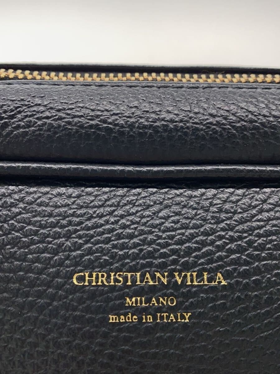 CHRISTIAN VILLA shoulder bag leather BLK plain 5