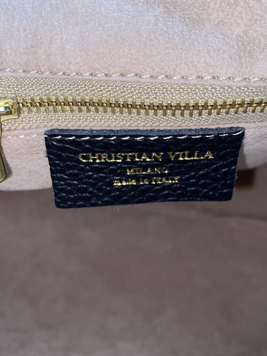 CHRISTIAN VILLA shoulder bag leather BLK plain 7