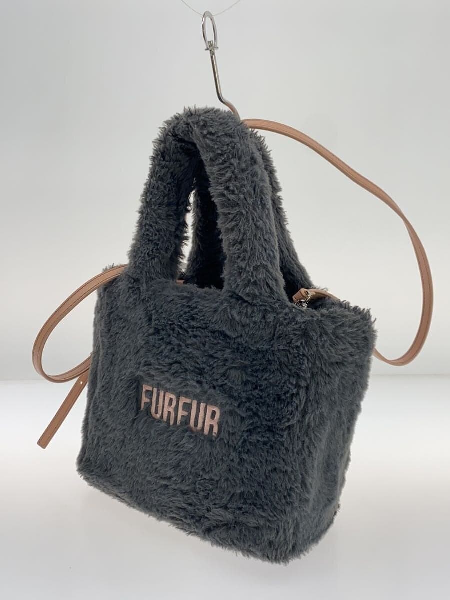 furfur Eco Fur Tote Bag Handbag Gray 2