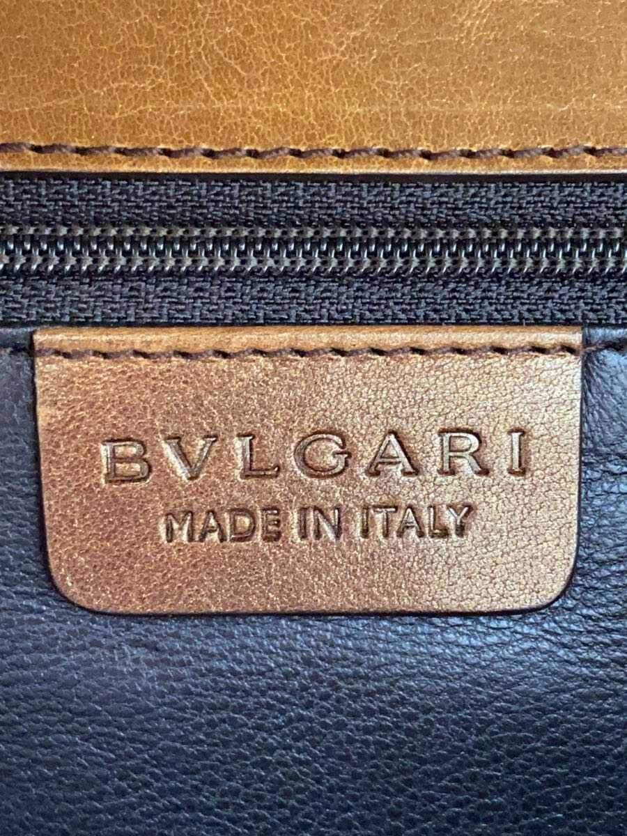 BVLGARI Clutch Bag Leather GLD 5