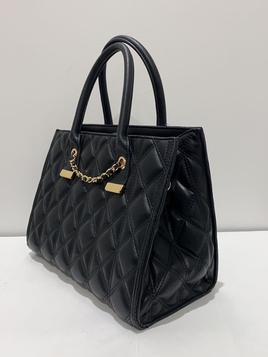 RANDA2-Way Chain Design Quilted Tote Bag Tote Bag BLK 2