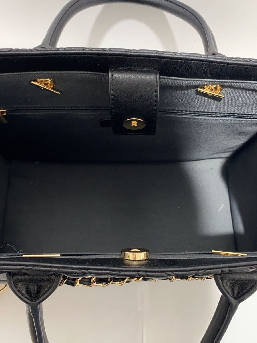 RANDA2-Way Chain Design Quilted Tote Bag Tote Bag BLK 6