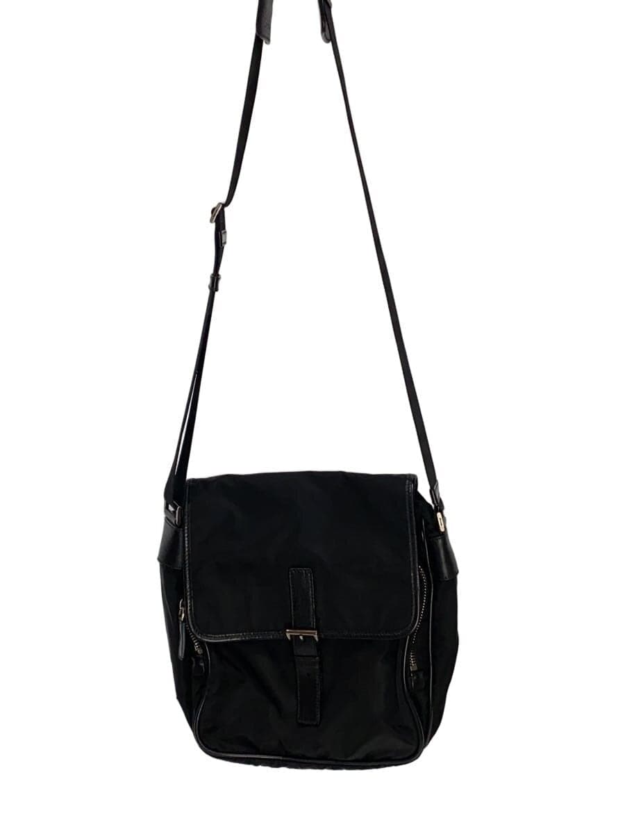 PRADA Shoulder Bag Nylon Black Solid Color