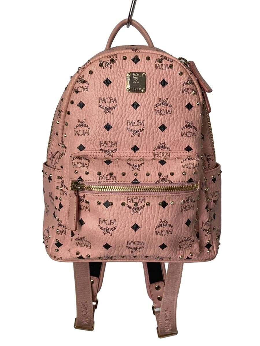 MCM Backpack Leather Pink All-over Print
