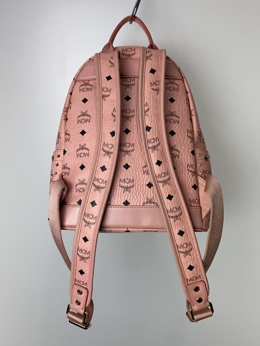 MCM Backpack Leather Pink All-over Print 3