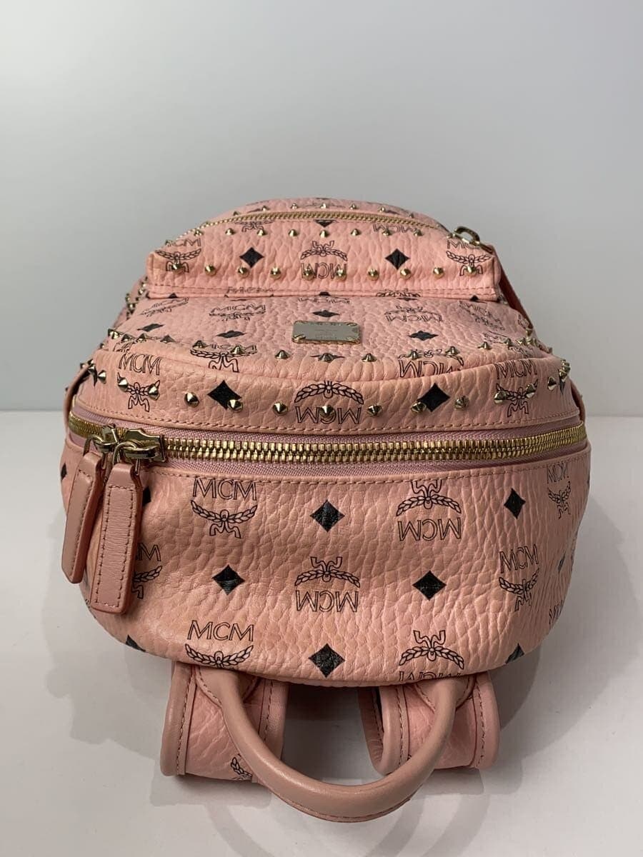 MCM Backpack Leather Pink All-over Print 4