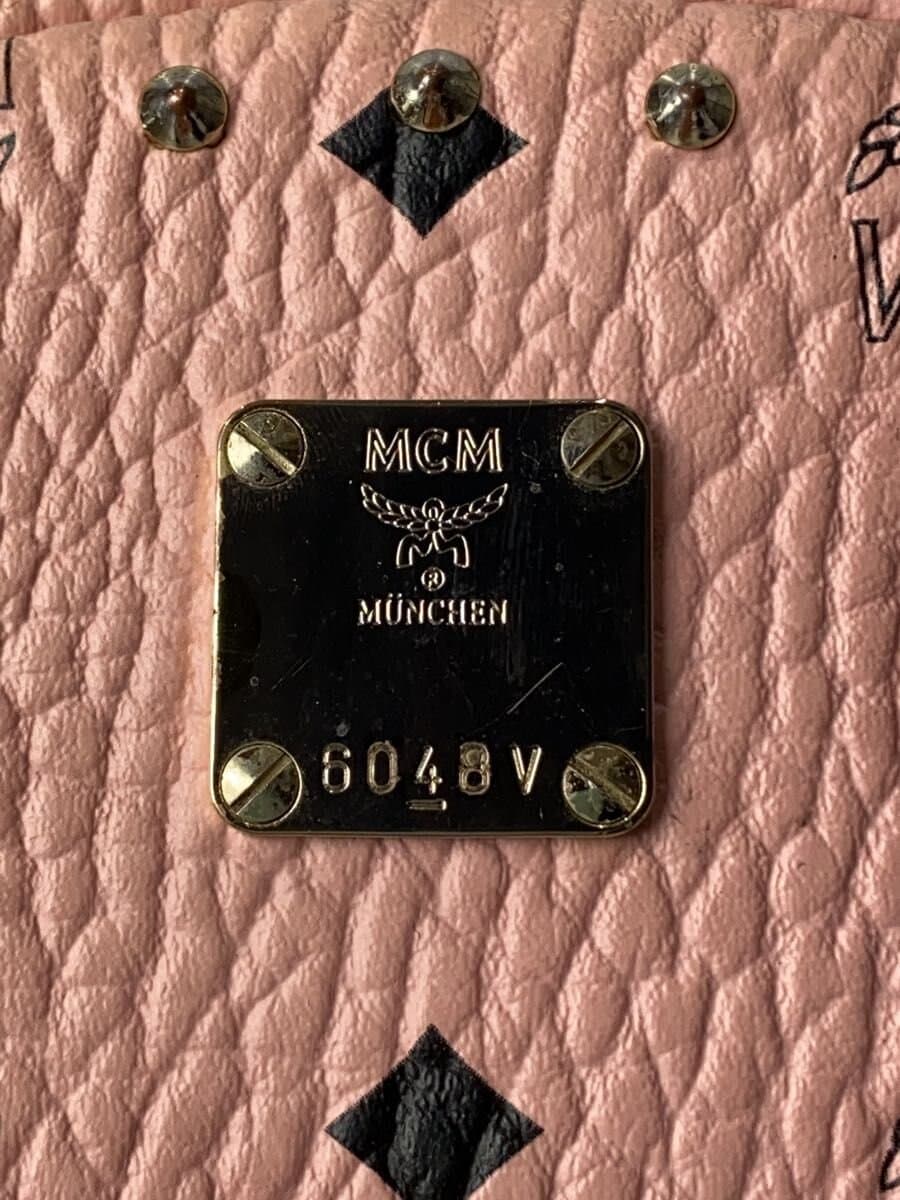 MCM Backpack Leather Pink All-over Print 5