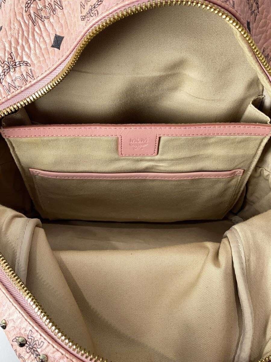MCM Backpack Leather Pink All-over Print 6