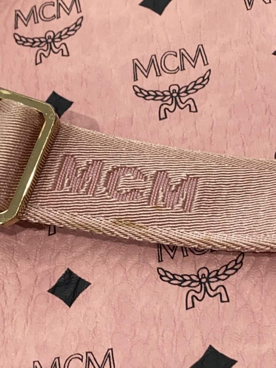 MCM Backpack Leather Pink All-over Print 7