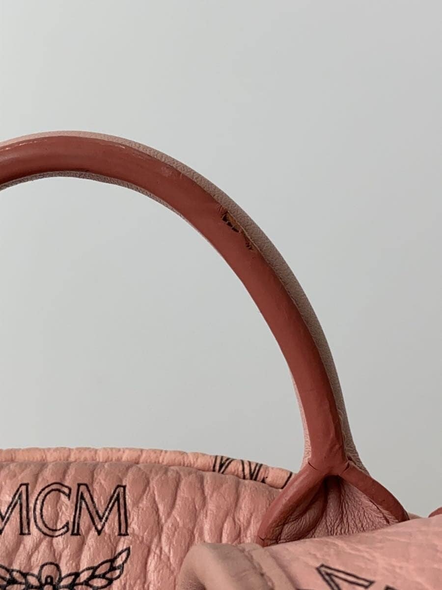 MCM Backpack Leather Pink All-over Print 9