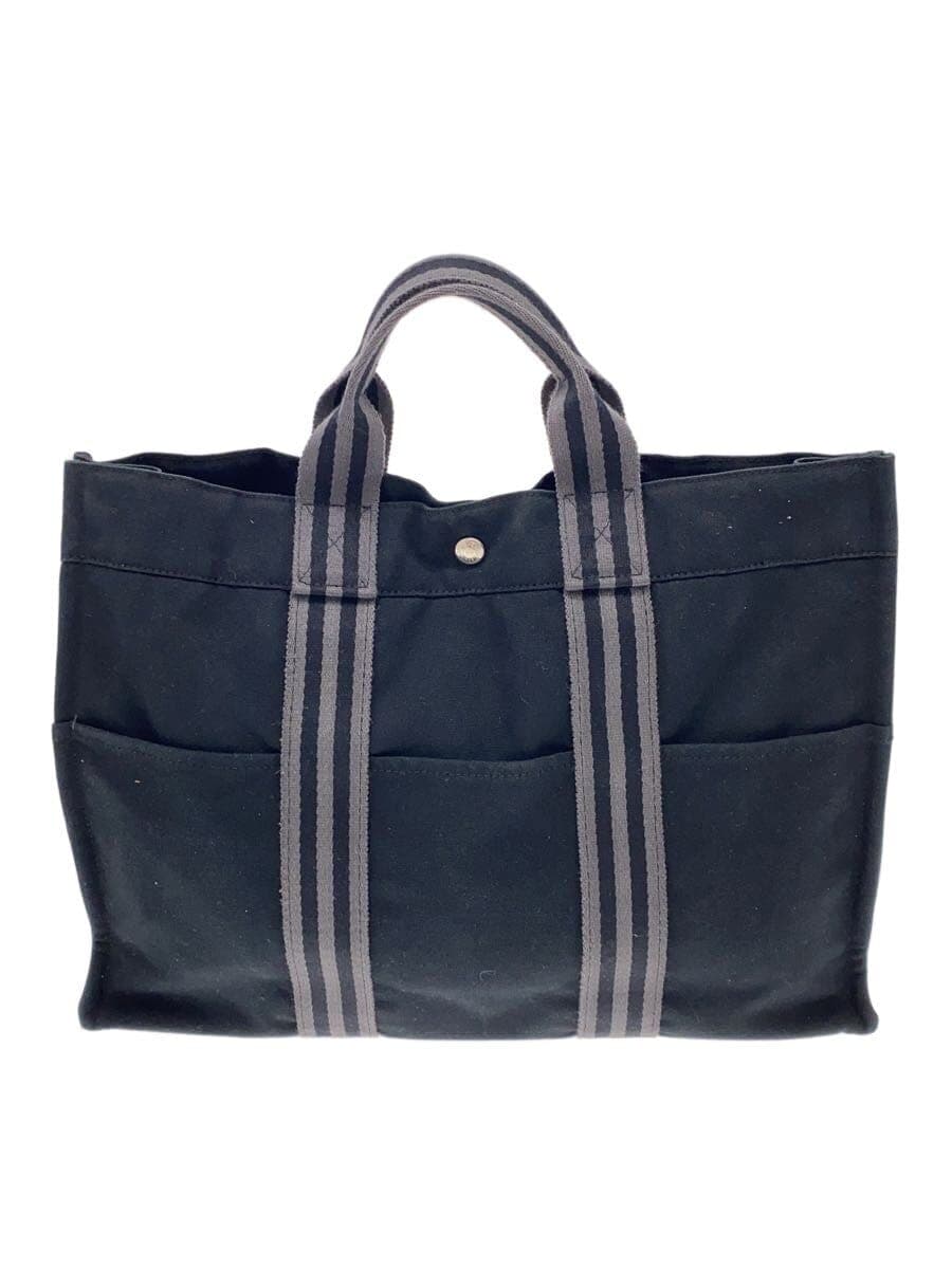 HERMES Tote Bag Cotton Black