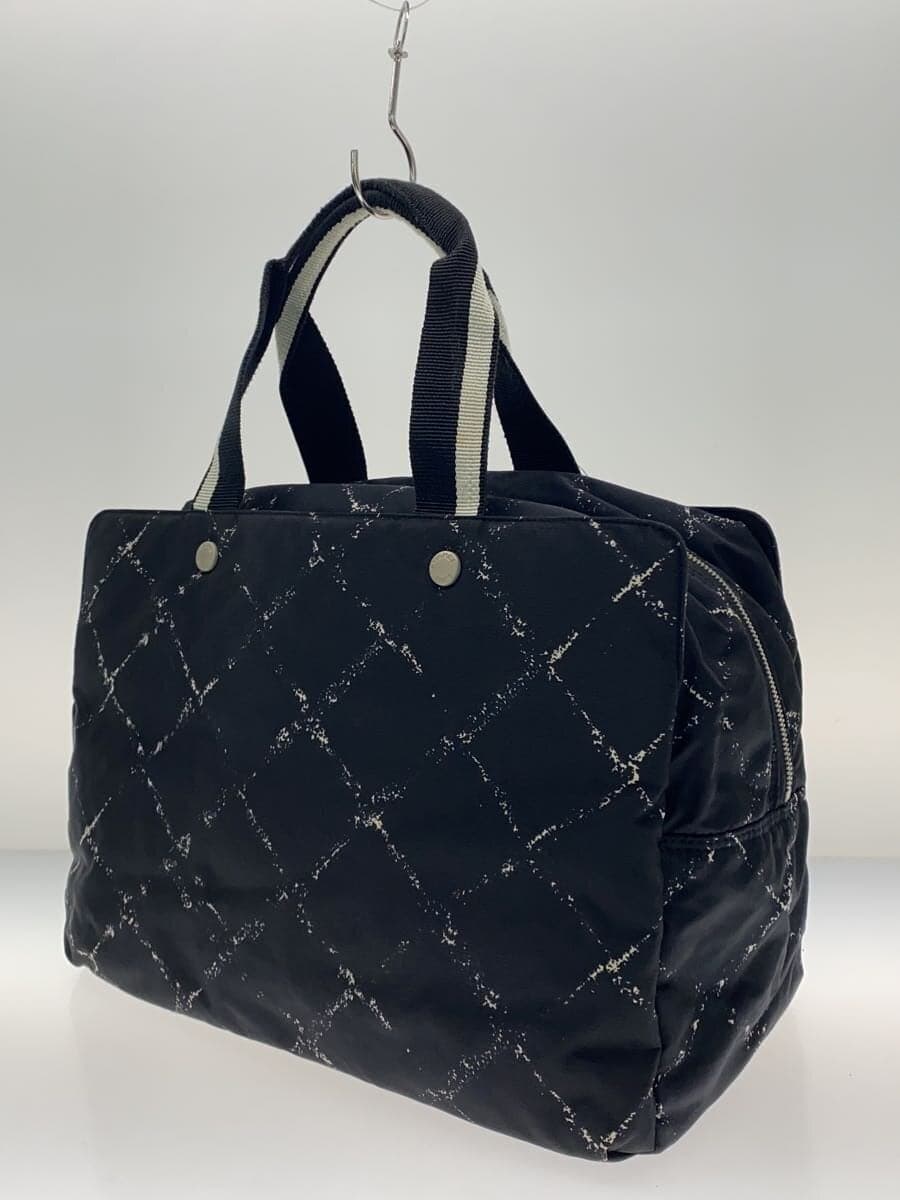 CHANEL Tote Bag Nylon Black Check 2