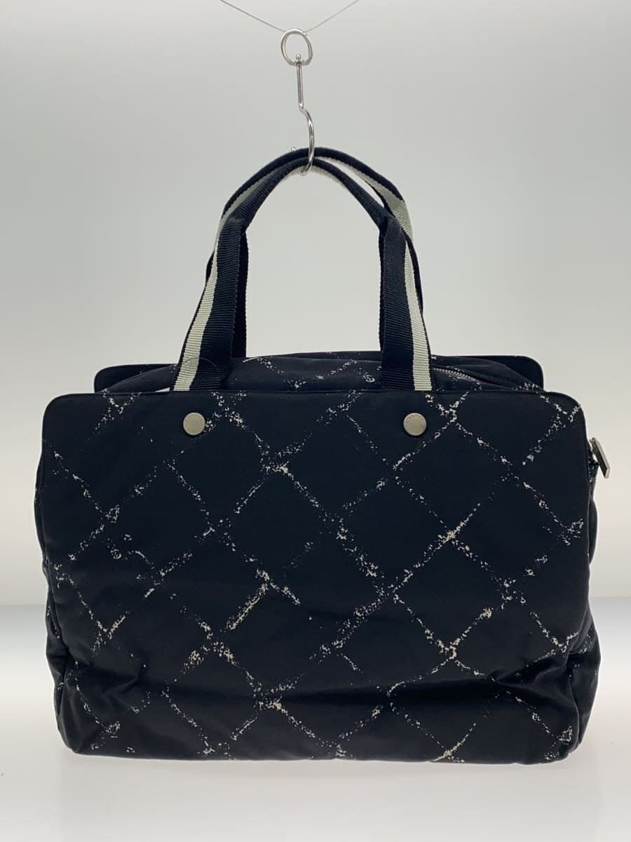 CHANEL Tote Bag Nylon Black Check 3