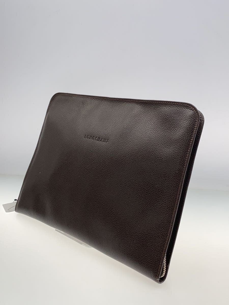 LONGCHAMP tote bag leather BRW solid color 2