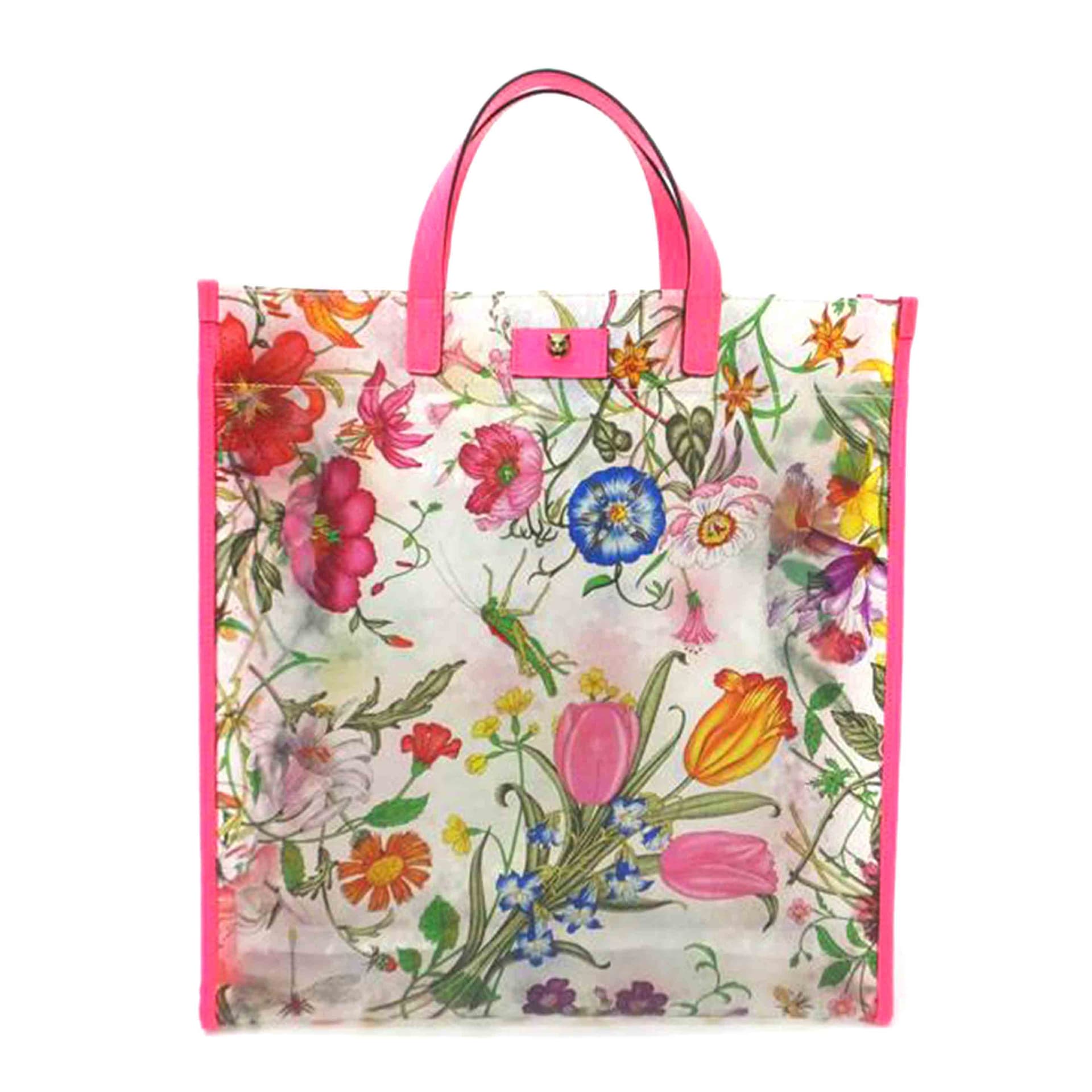 GUCCI Textured Vinyl Tote Bag Flora Print 548713 590*** Gucci Rank A 88 [Used]