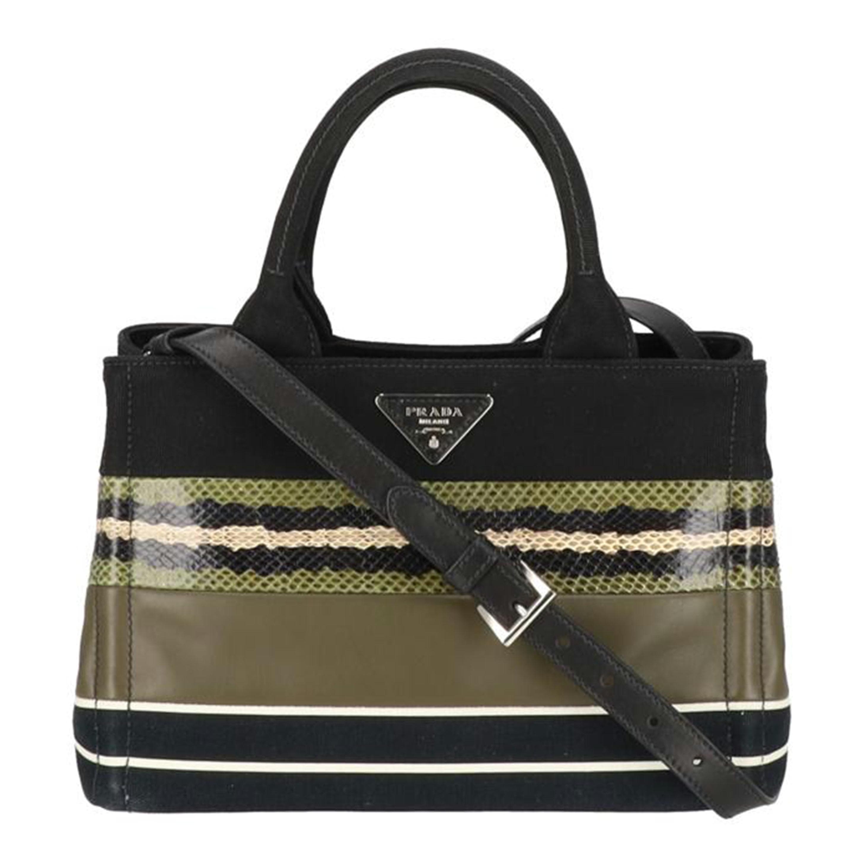 PRADA Canapa 2WAY Shoulder Bag Canvas × Leather 1BG439 117 AB Rank 18 [Used]