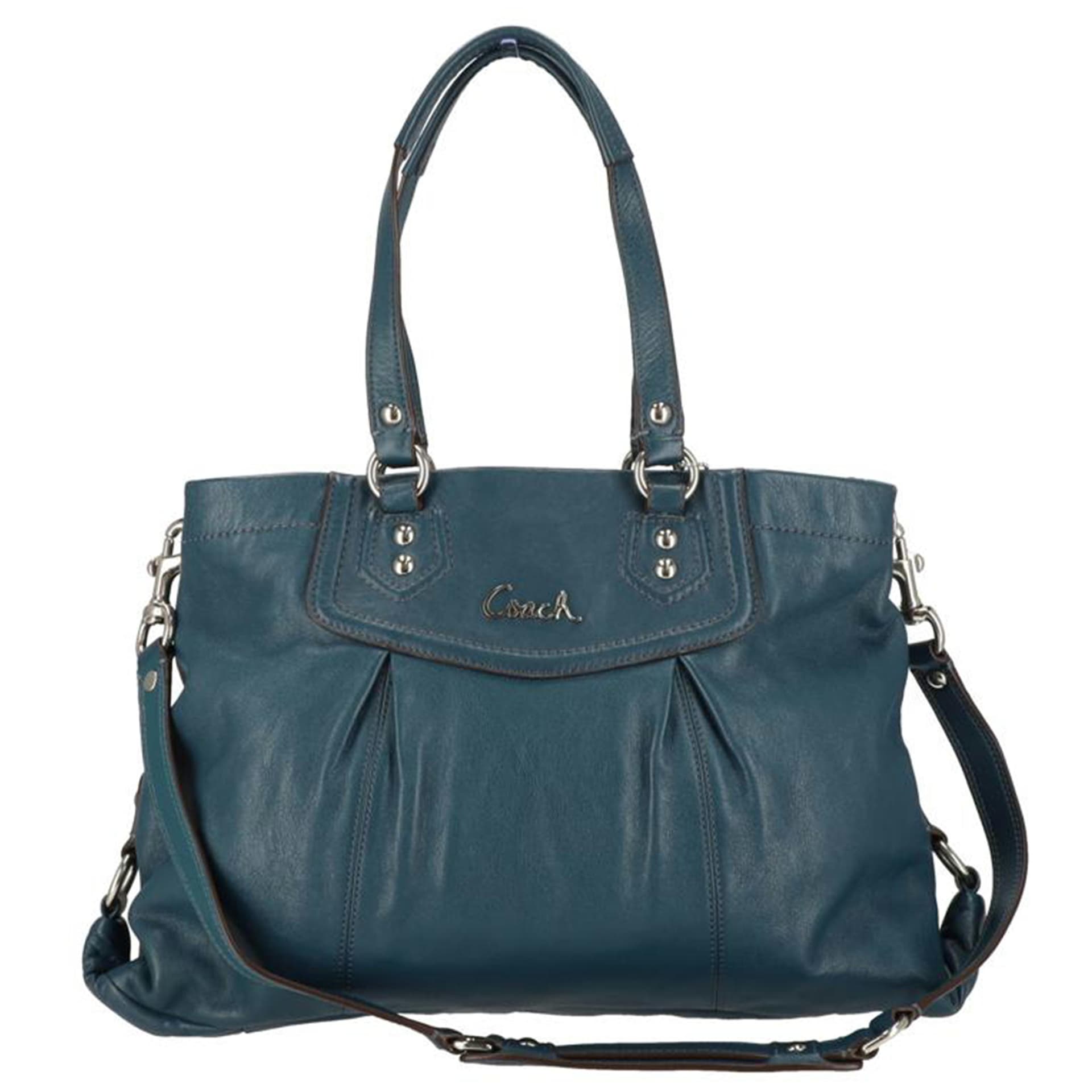 COACH Leather 2WAY Shoulder Bag Moss Green F19243 F12** AB Rank 18Used F19243