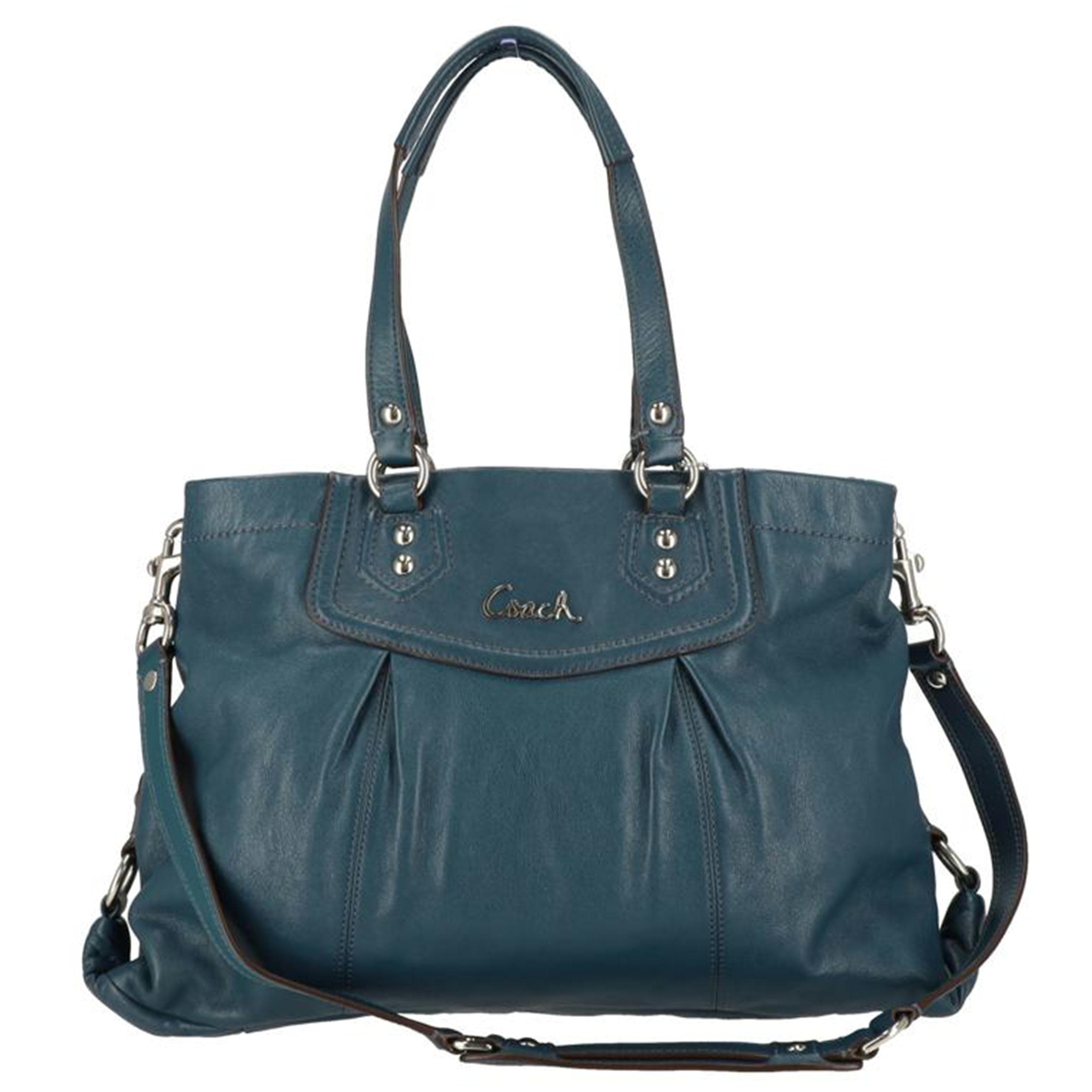 COACH Leather 2WAY Shoulder Bag Moss Green F19243 F12** AB Rank 18Used F19243