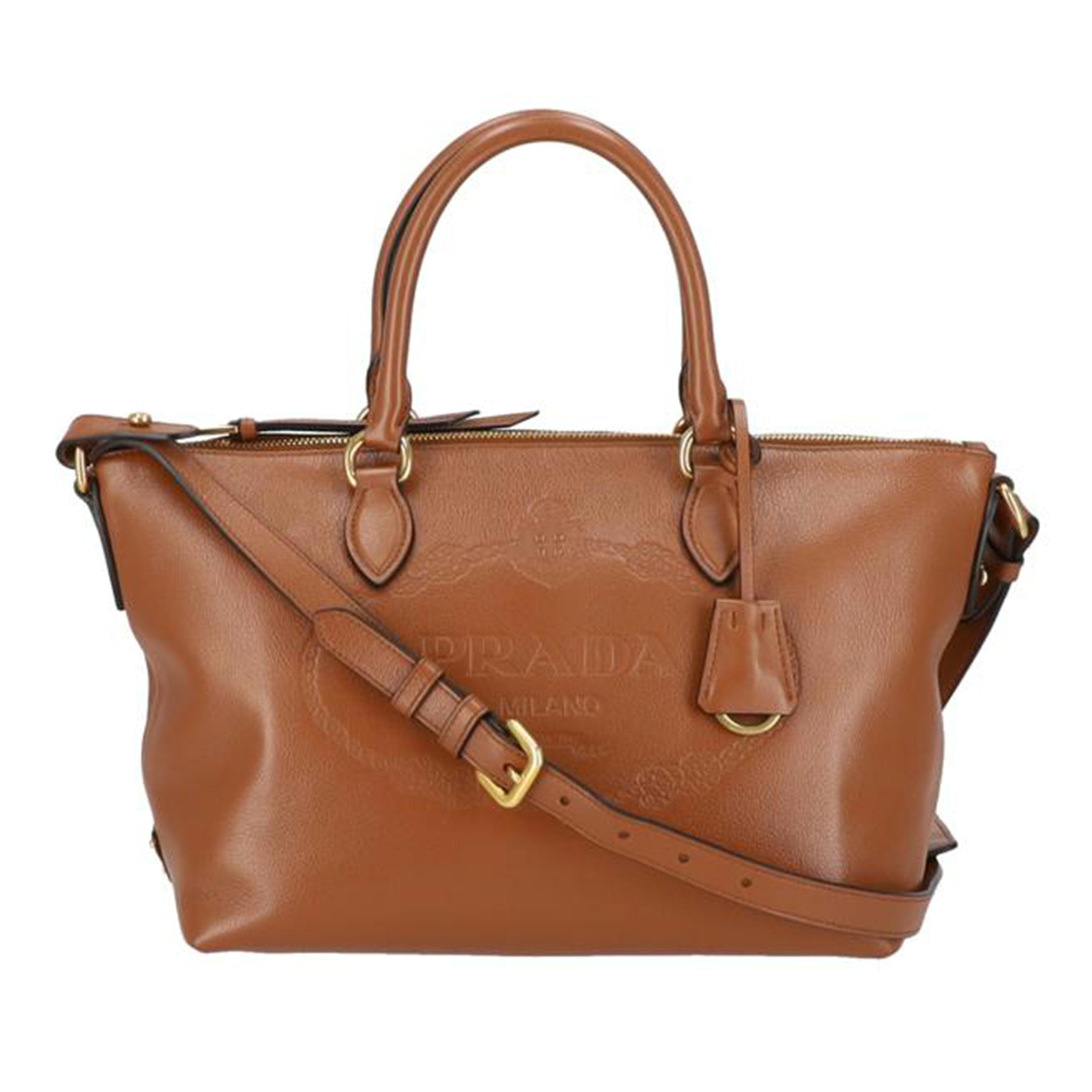 PRADA Embossed Logo Leather 2WAY Shoulder Bag 1BA211 Rank A 05 [Used] 1BA211