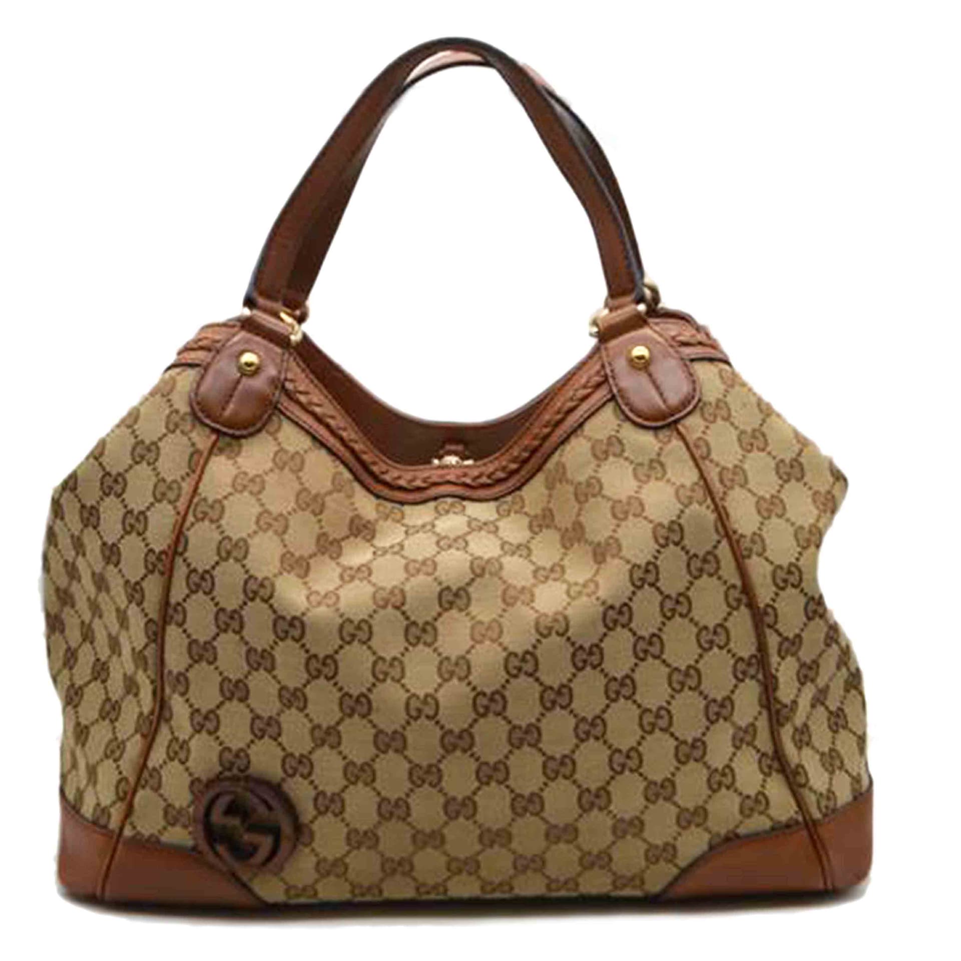 GUCCI GUCCI GG Canvas Interlocking G Leather Tote 296896 002*** AB Grade 89