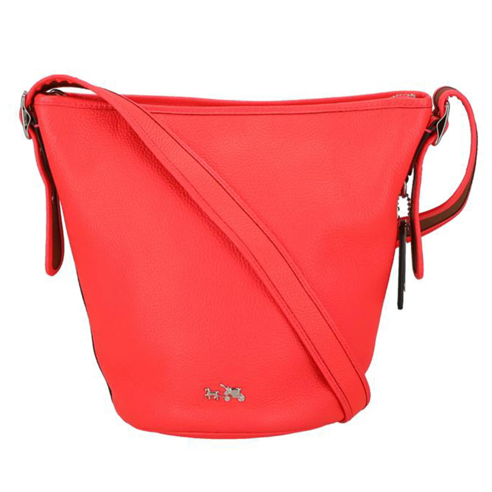 COACH Duffle Leather Shoulder Bag Neo Pink Orange Type A Grade 18