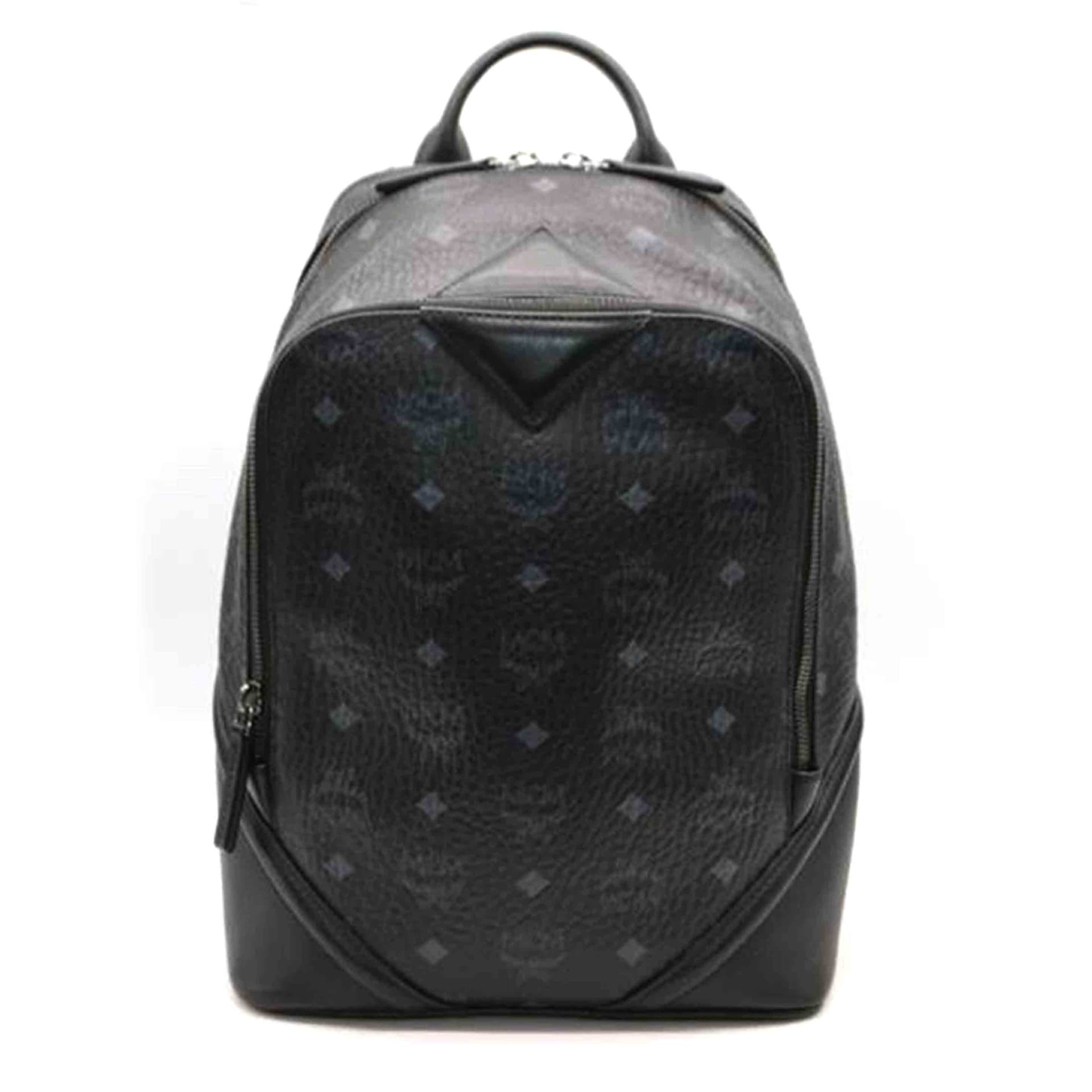 MCM Duke Visetos Leather Backpack Black MMK5ADK05BK001 M87** Rank A 89 [Used]