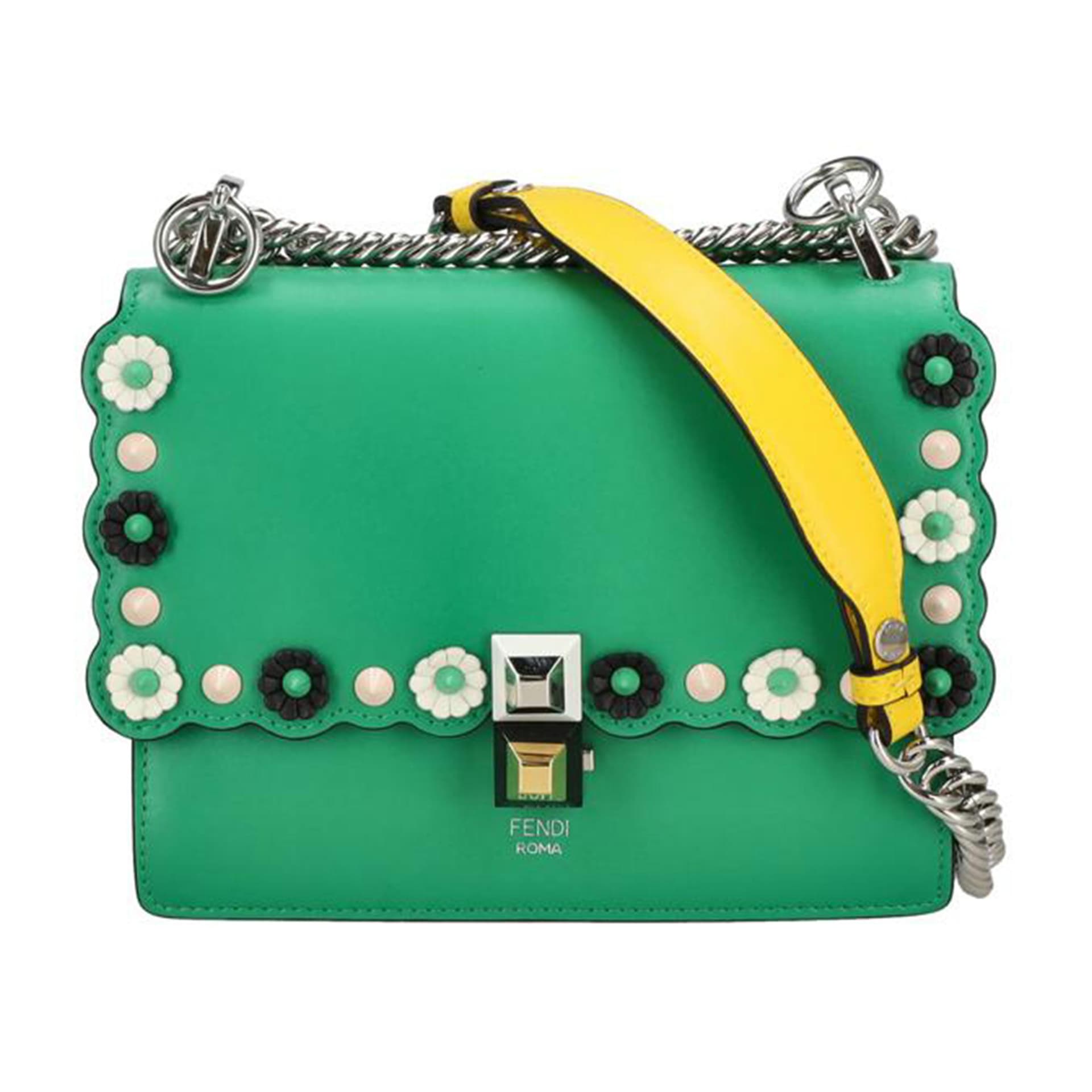 FENDI Kan I Small Chain Shoulder Bag Flower 8M0381 A0ZP Rank A 85 [Used] 8M0381