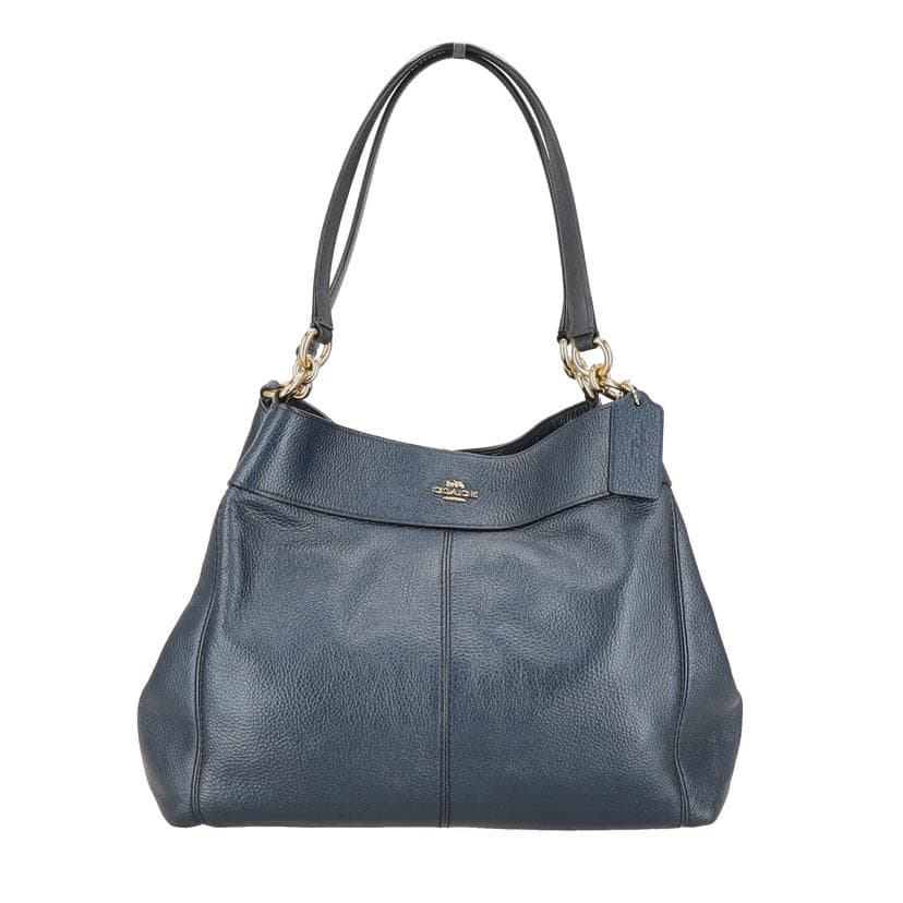 COACH Pebbled Leather Lexi One Shoulder Bag Navy F38879 G18** AB Grade 06