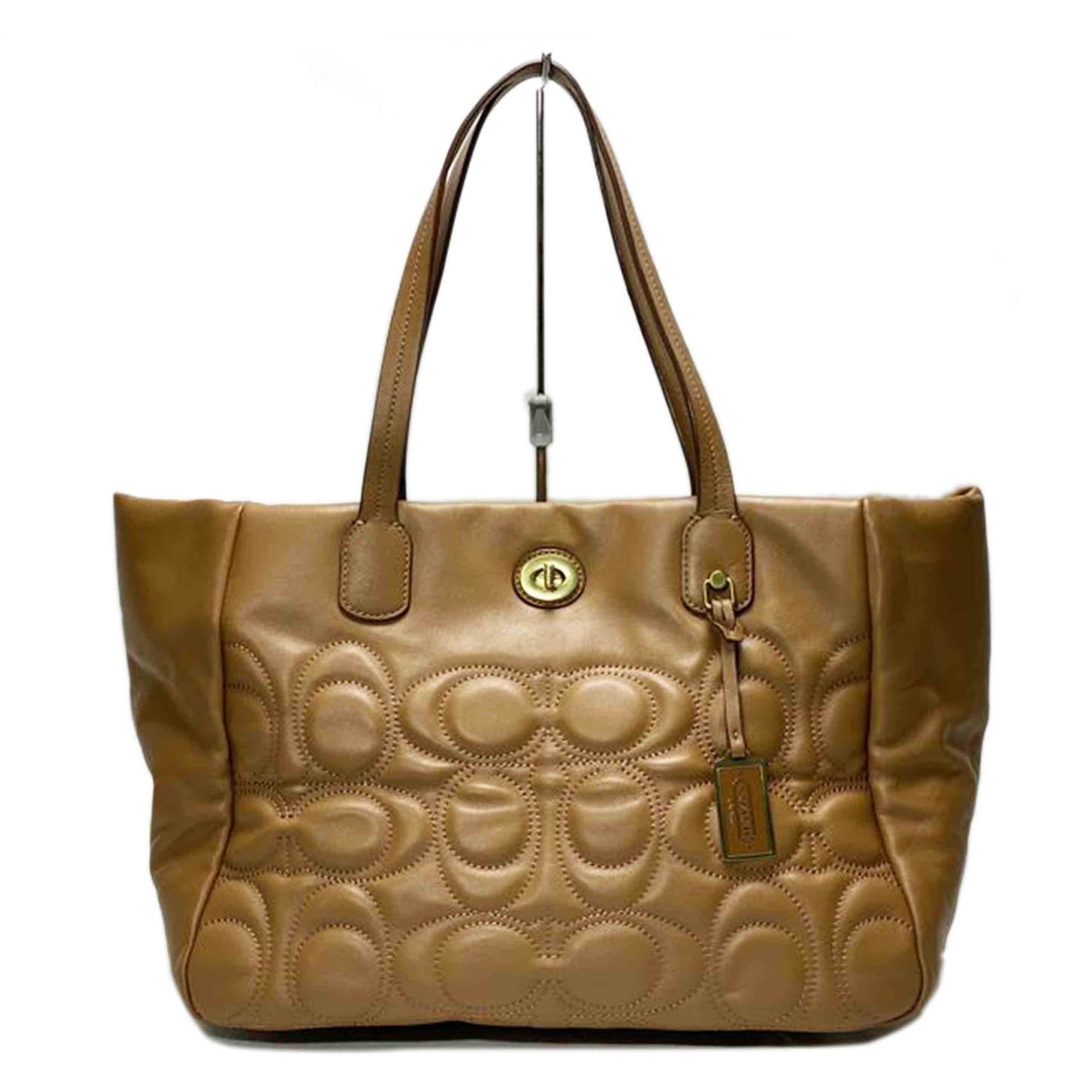 COACH Leather Turnlock Tote Bag 21237 J12** B Grade 52