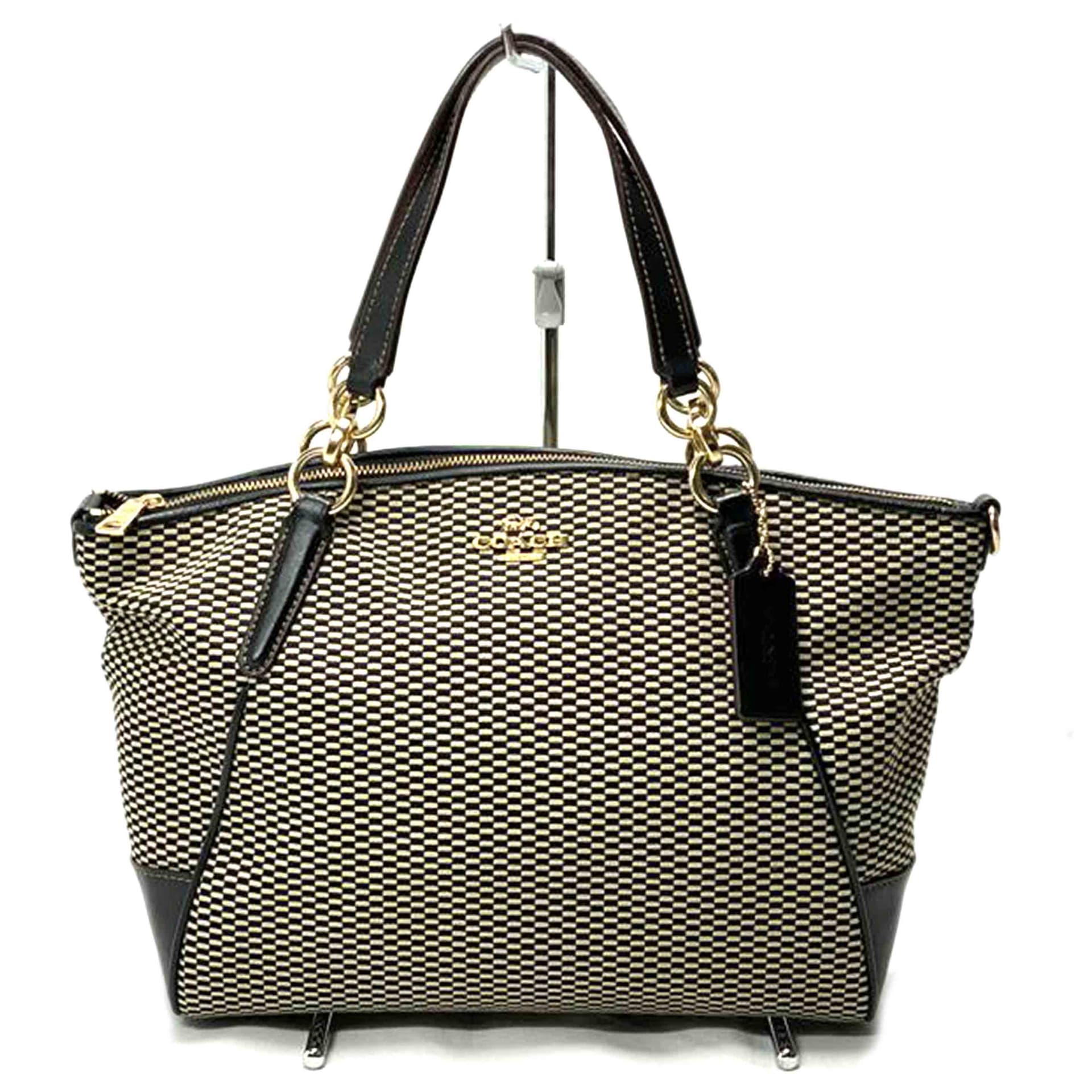 COACH COACH Black Beige Milk Tote F27576 D18** B Grade 52