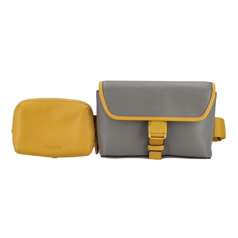 COACH Smooth Leather Rider Double Belt Bag Ma Star Do x Gray C5603 G21** AB Grade 24