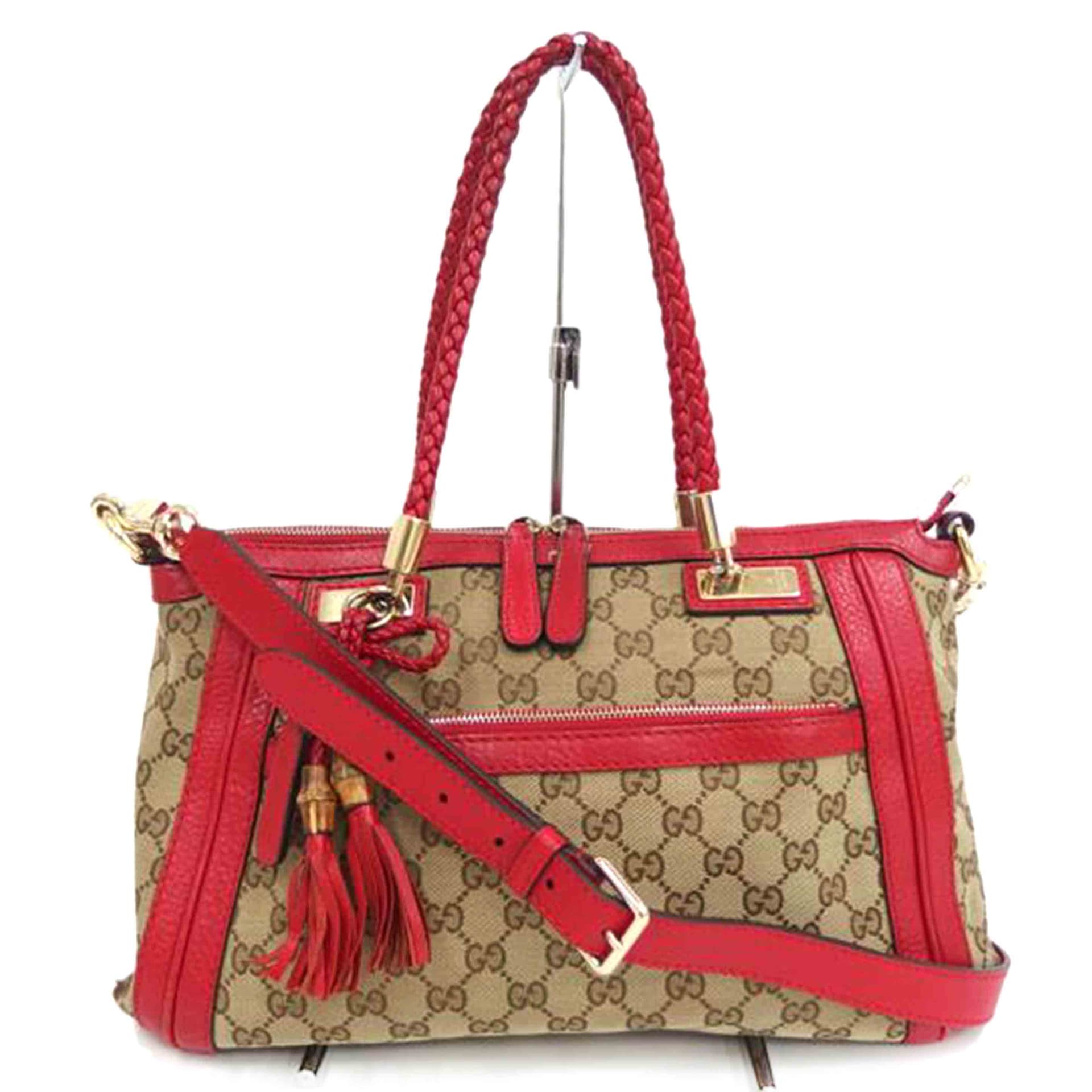 GUCCI GUCCI GG Canvas Bamboo Hand 282300 B Grade 82