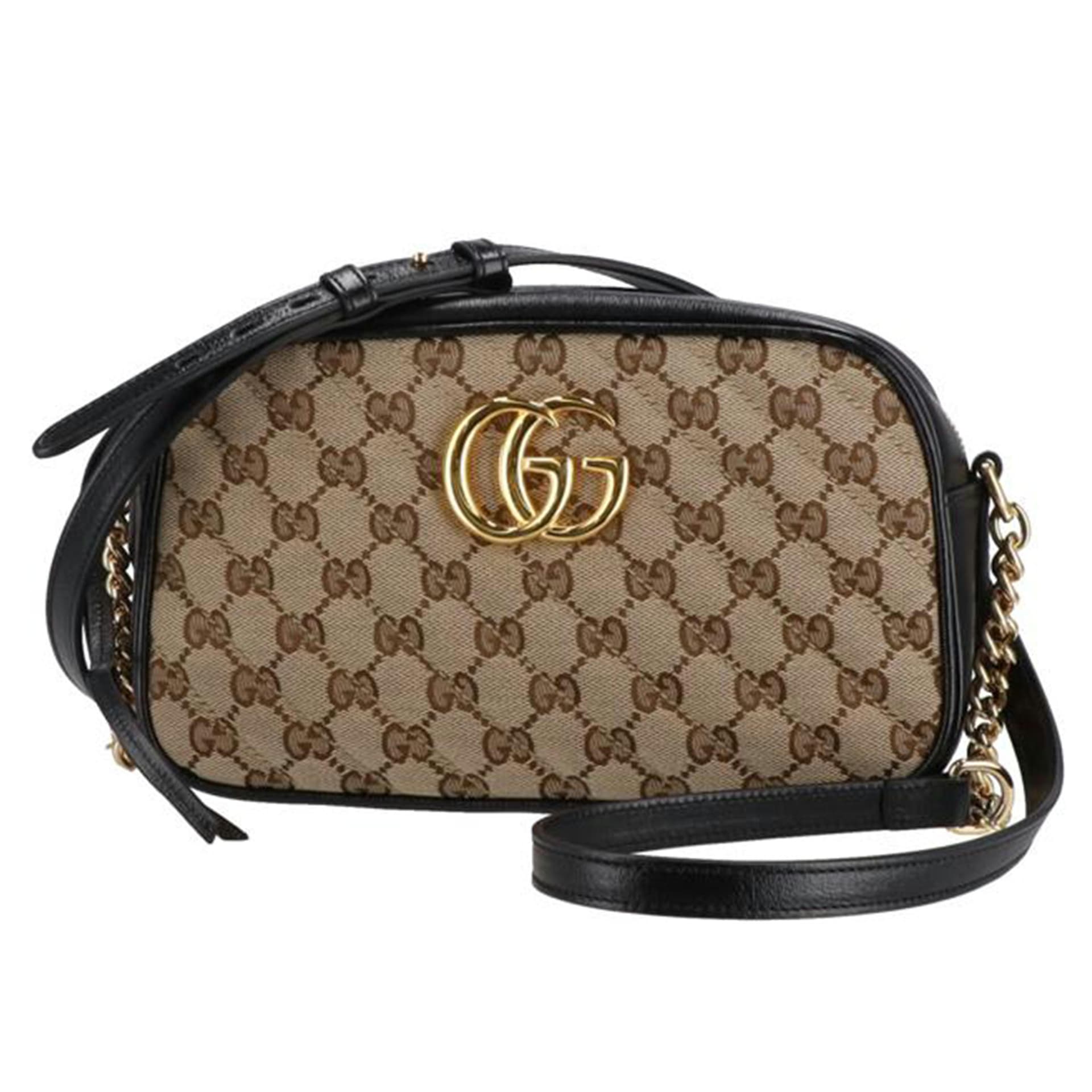GUCCI GG Canvas x Leather Small Camera Bag 447632 486*** A Rank 91 [Used] 447632