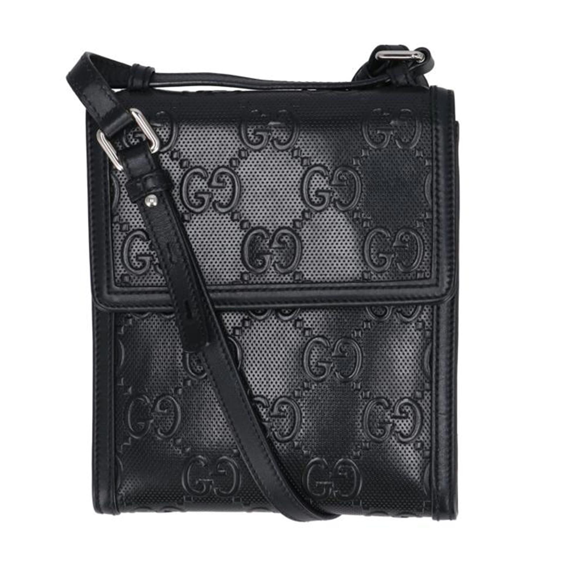 GUCCI GG Embossed Messenger Bag Black 625782 498*** AB Rank 18Used 625782