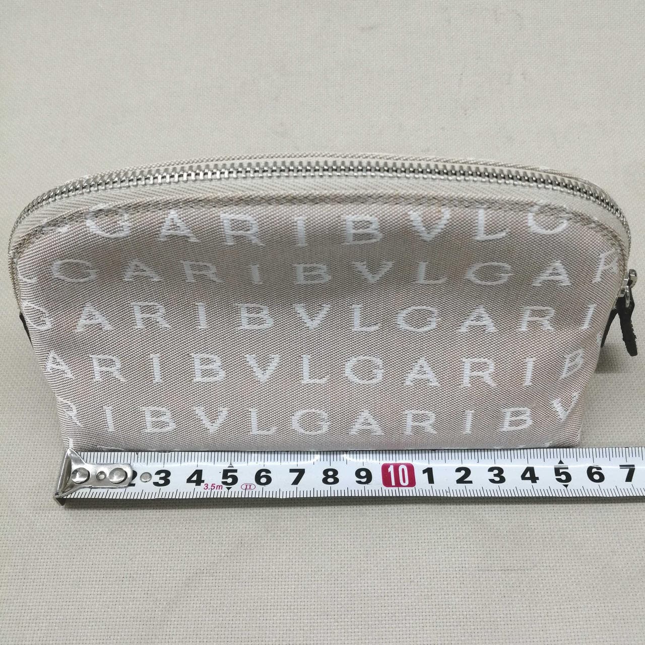 Beige Cosmetic Logo Pouch 11
