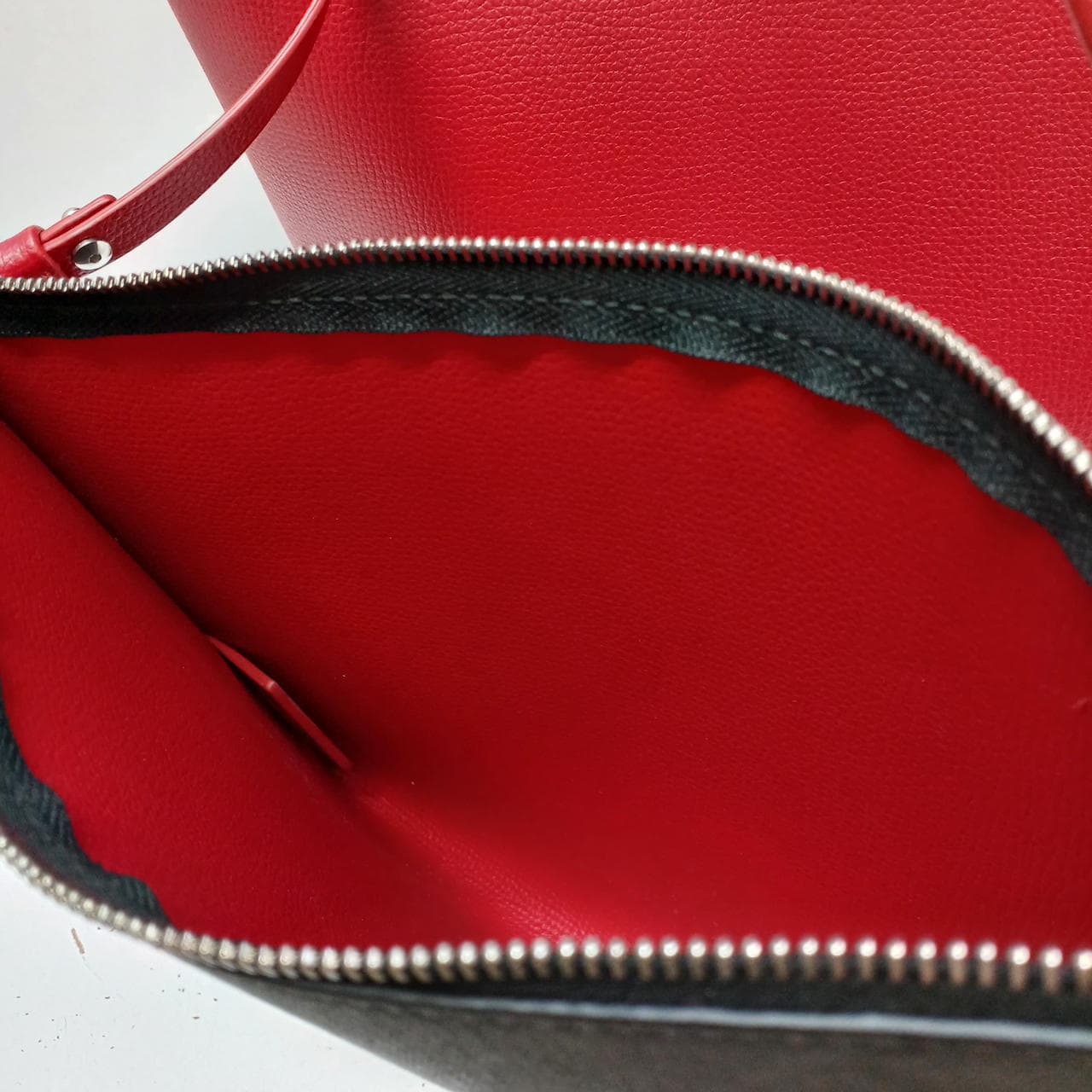 Reversible tote bag Gancini × Red × Gray 6