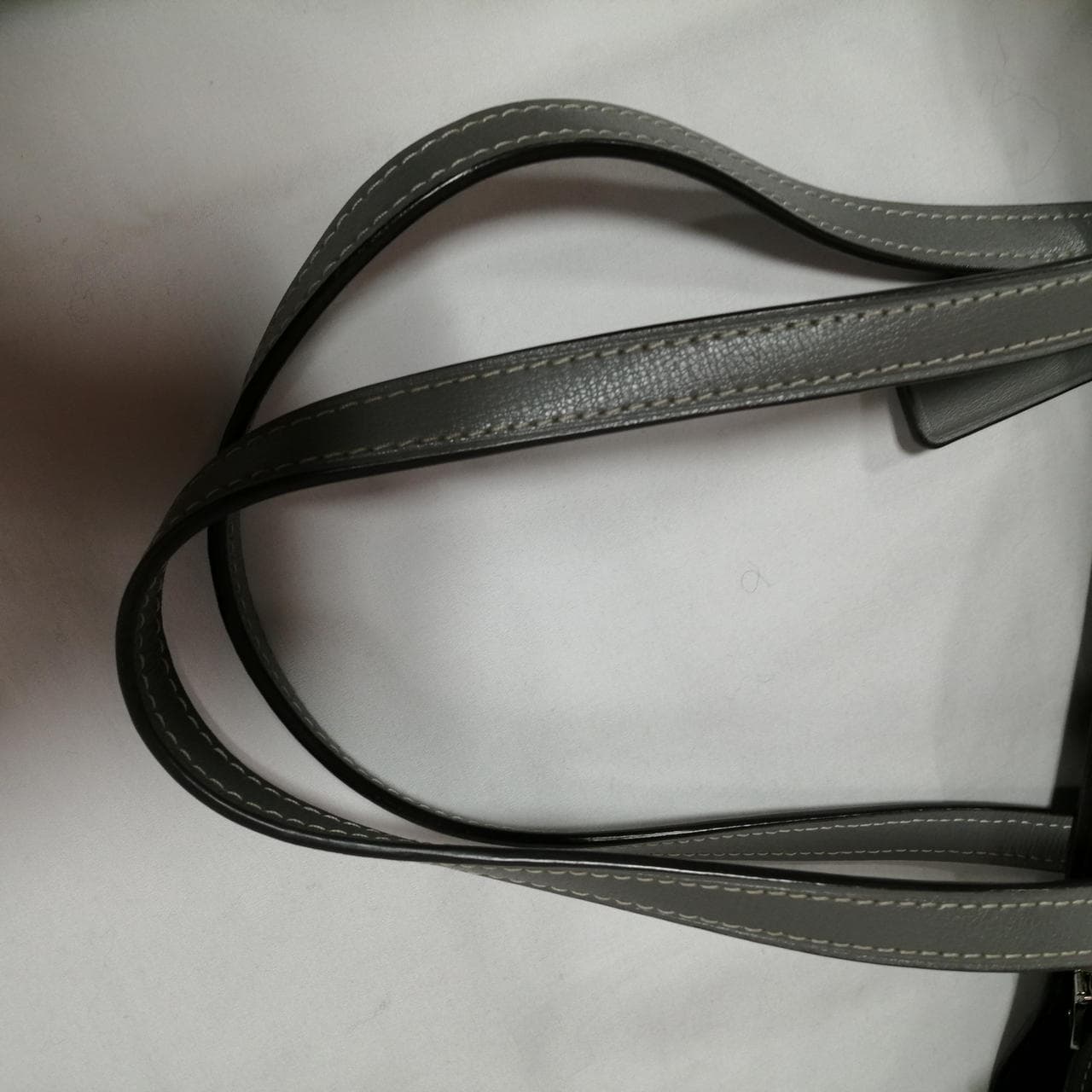 Gray leather handbag 13