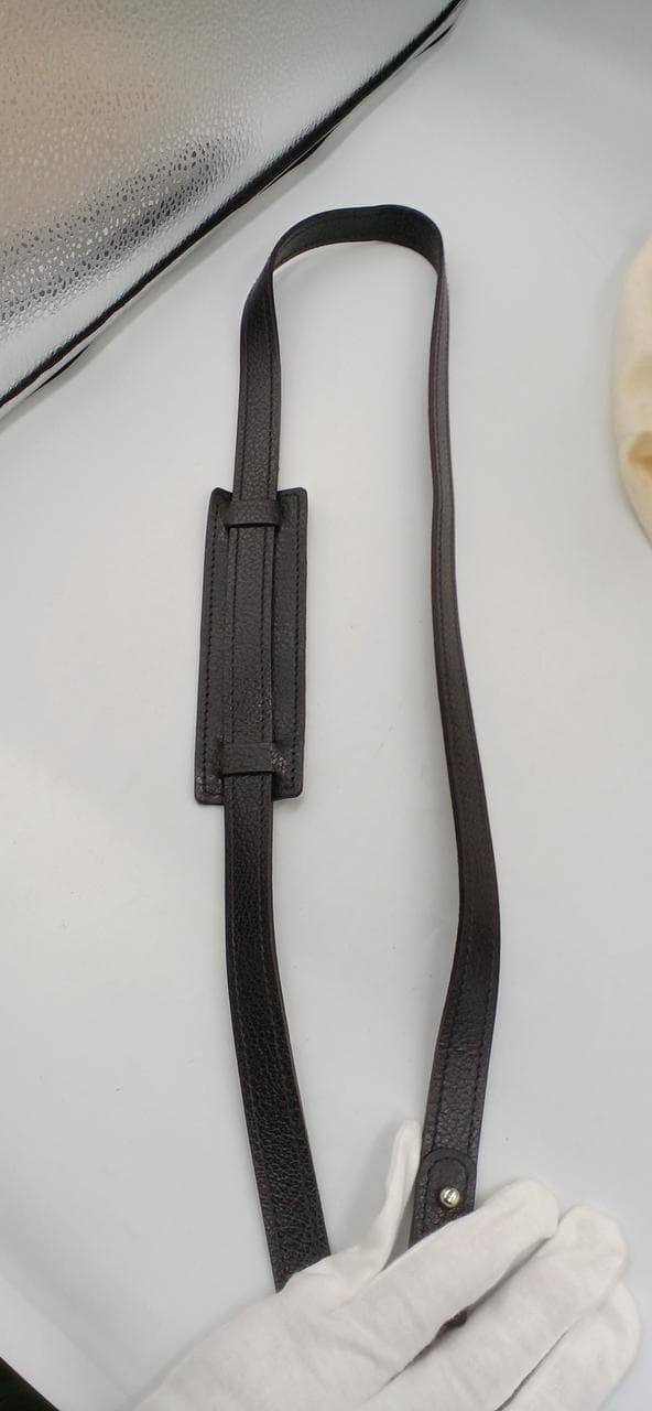 Handbag black leather with strap 13