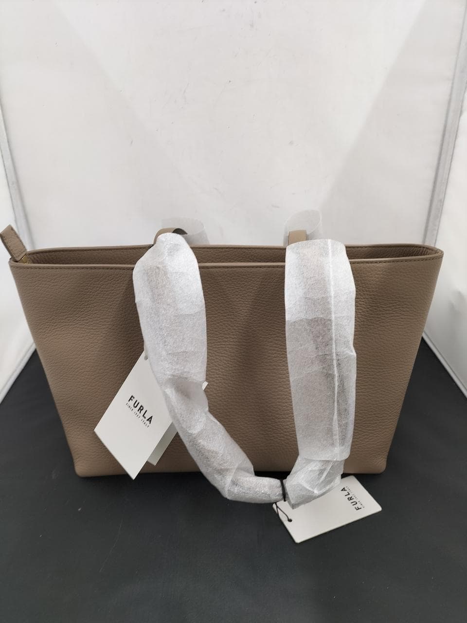 Leather Tote Bag, Beige 2