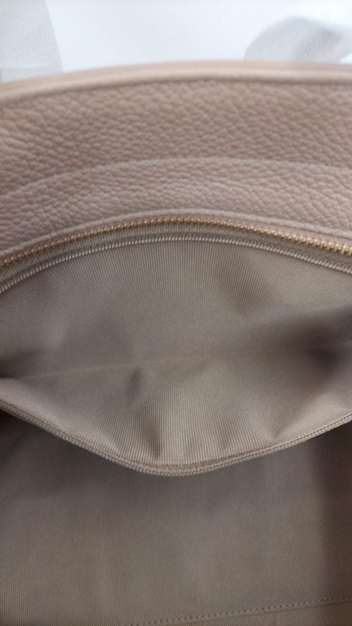 Leather Tote Bag, Beige 4