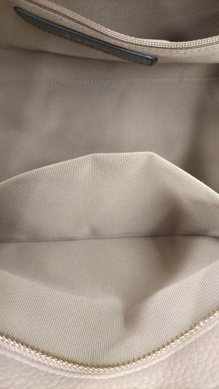 Leather Tote Bag, Beige 5