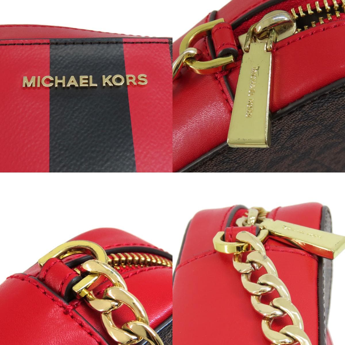 Michael Kors Stripe MK Signature Shoulder Bag PVC Women's [Used] [Michael Kors] 8