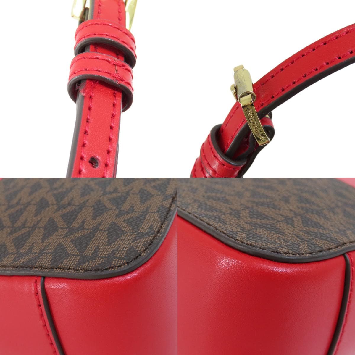 Michael Kors Stripe MK Signature Shoulder Bag PVC Women's [Used] [Michael Kors] 9